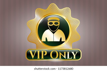  Gold shiny badge with thief icon and VIP Only text inside