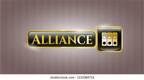  Gold shiny badge with three folders icon and Alliance text inside