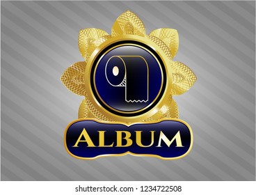  Gold shiny badge with toilet paper icon and Album text inside