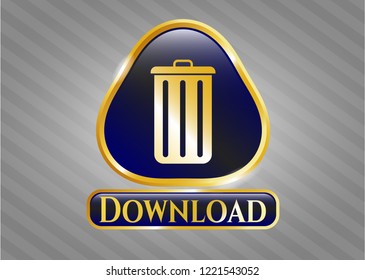  Gold shiny badge with trash can icon and Download text inside