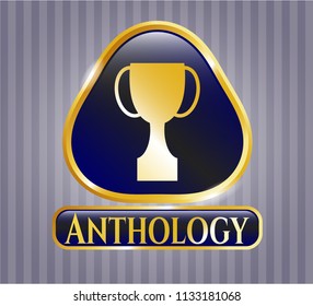  Gold shiny badge with trophy icon and Anthology text inside