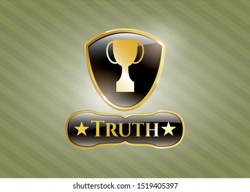  Gold shiny badge with trophy icon and Truth text inside