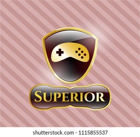  Gold shiny badge with video game icon and Superior text inside