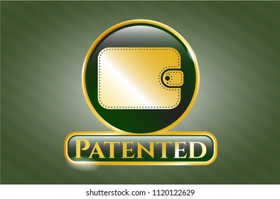  Gold shiny badge with wallet icon and Patented text inside