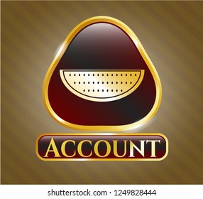  Gold shiny badge with watermelon icon and Account text inside
