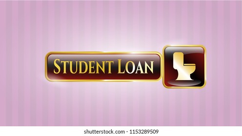  Gold shiny badge with WC toilet icon and Student Loan text inside