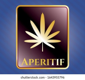  Gold shiny badge with weed leaf icon and Aperitif text inside