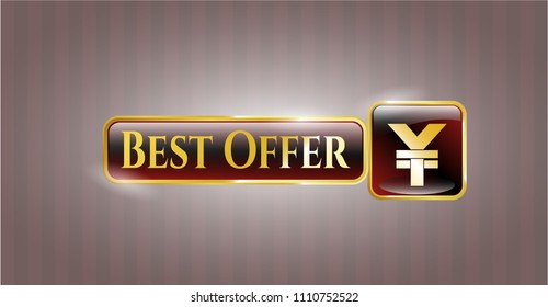  Gold shiny badge with yuan icon and Best Offer text inside