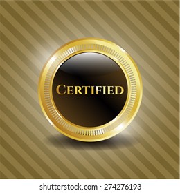 Gold shiny certified medal