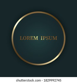 Gold shiny circle frame on dark luxury background