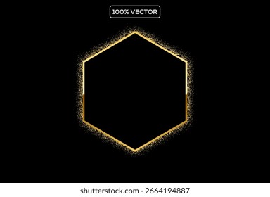 Goldener glänzender Doppelsechskant mit Lichteffekten, gitter, Vektorgrafik 1