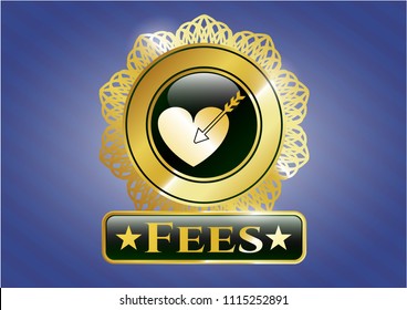  Gold shiny embl Gold shiny badge with love icon and Fees text insideem with love icon and Fees text inside