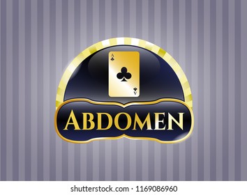  Gold shiny emblem with ace of clover icon and Abdomen text inside