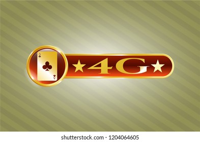 Gold shiny emblem with ace of clover icon and 4G text inside