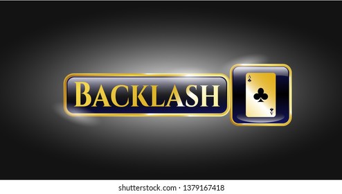  Gold shiny emblem with ace of clover icon and Backlash text inside