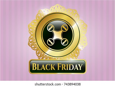  Gold shiny emblem with air drone icon and Black Friday text inside