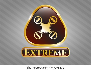  Gold shiny emblem with air drone icon and Extreme text inside