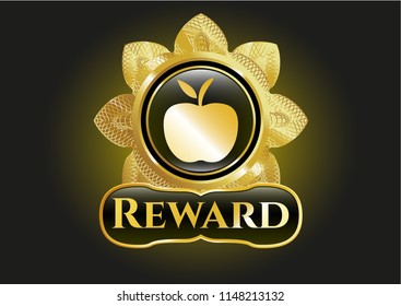  Gold shiny emblem with apple icon and Reward text inside