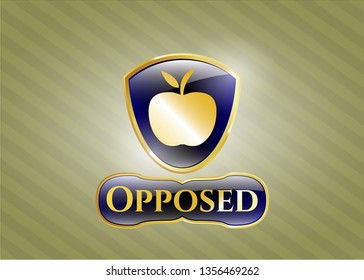  Gold shiny emblem with apple icon and Opposed text inside