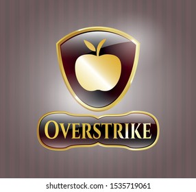  Gold shiny emblem with apple icon and Overstrike text inside