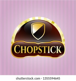  Gold shiny emblem with armor icon and Chopstick text inside