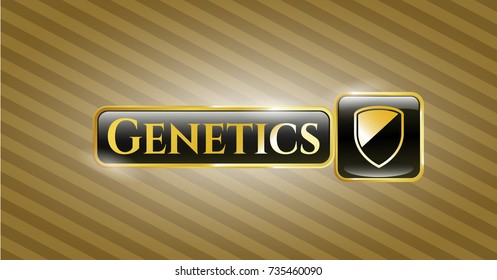  Gold shiny emblem with armor icon and Genetics text inside