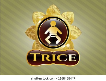  Gold shiny emblem with baby icon and Trice text inside