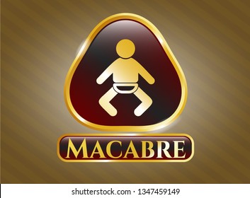  Gold shiny emblem with baby icon and Macabre text inside