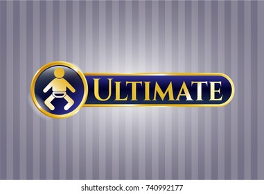  Gold shiny emblem with baby icon and Ultimate text inside