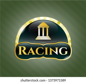  Gold shiny emblem with bank icon and Racing text inside