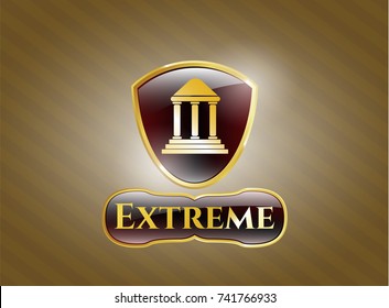 Gold shiny emblem with bank icon and Extreme text inside Gold shiny emblem with bank icon and Extreme text inside