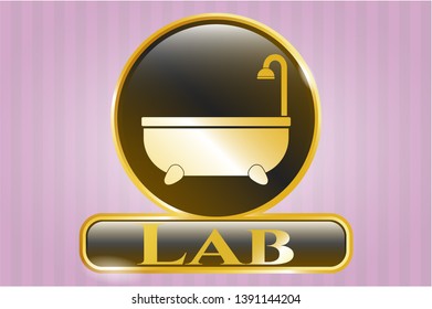  Gold shiny emblem with bathtub icon and Lab text inside