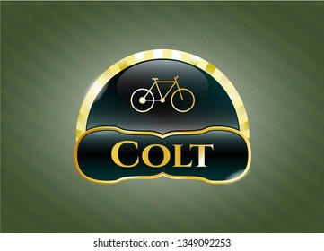  Gold shiny emblem with bike icon and Colt text inside