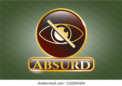  Gold shiny emblem with blind icon and Absurd text inside