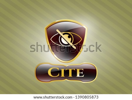  Gold shiny emblem with blind icon and Cite text inside