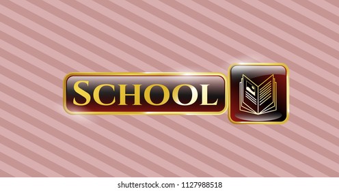  Gold shiny emblem with book icon and School text inside