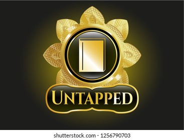  Gold shiny emblem with book icon and Untapped text inside