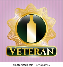  Gold shiny emblem with bottle icon and Veteran text inside
