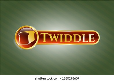  Gold shiny emblem with bread icon and Twiddle text inside