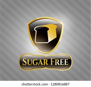  Gold shiny emblem with bread icon and Sugar Free text inside