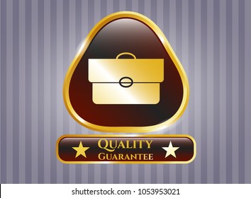  Gold shiny emblem with briefcase icon and Quality Guarantee text inside