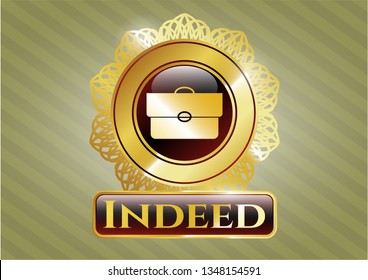 Gold shiny emblem with briefcase icon and Indeed text inside