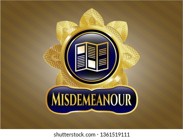  Gold shiny emblem with brochure icon and Misdemeanour text inside