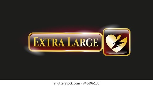  Gold shiny emblem with broken heart icon and Extra Large text inside