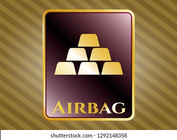  Gold shiny emblem with gold bullion icon and Airbag text inside