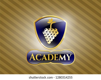  Gold shiny emblem with bunch of grapes icon and Academy text inside