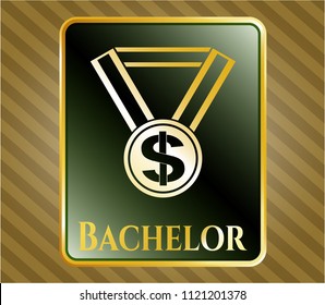  Gold shiny emblem with business award icon and Bachelor text inside