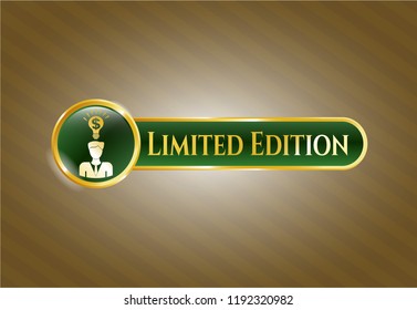  Gold shiny emblem with business idea icon and Limited Edition text inside