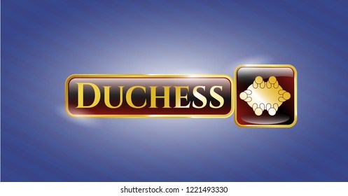  Gold shiny emblem with business meeting teamwork icon and Duchess text inside