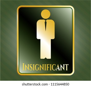                                Gold shiny emblem with businessman icon and Insignificant text inside                                           